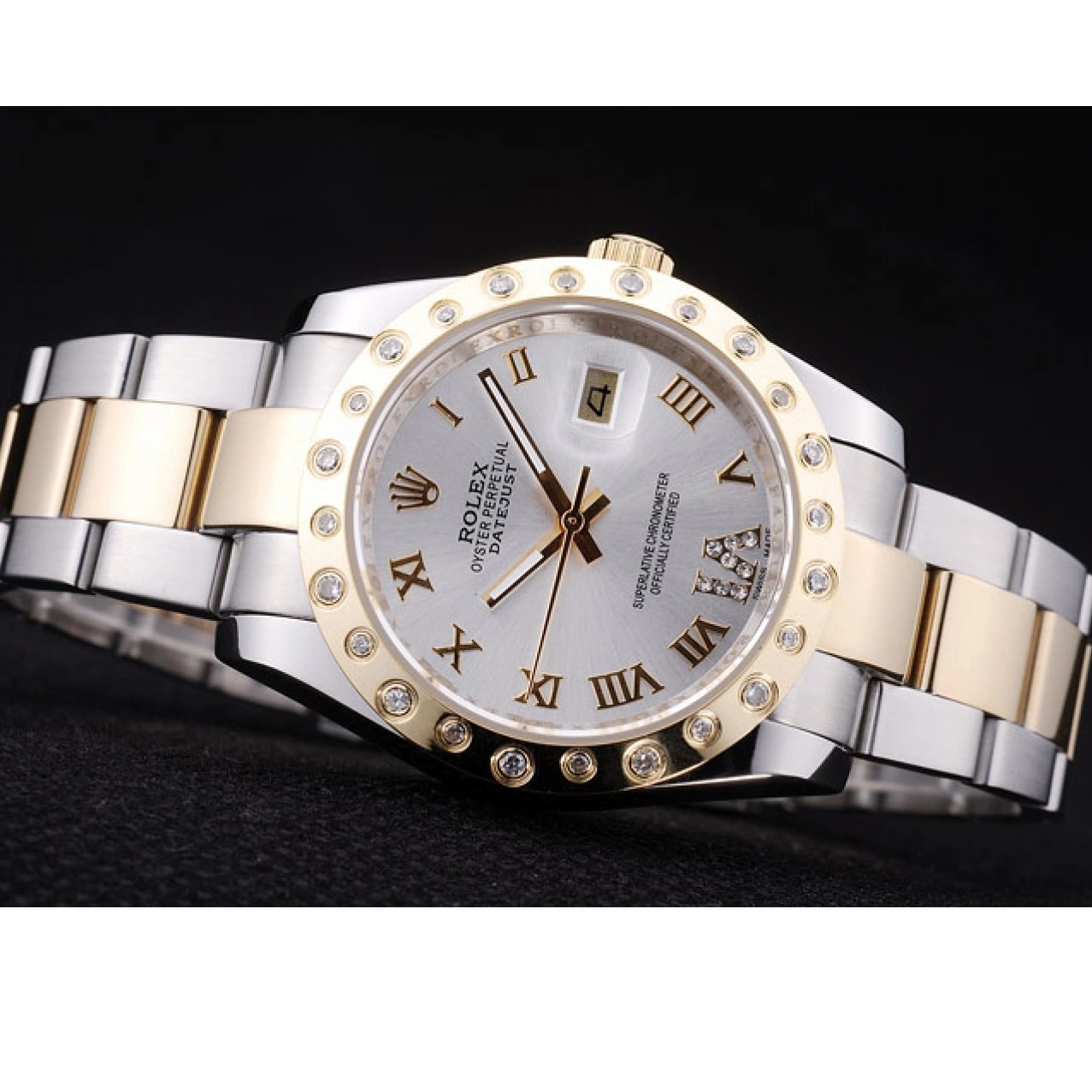 Aaa replica watch Rolex Datejust 7464 Diamond White Bezel Dial 0611